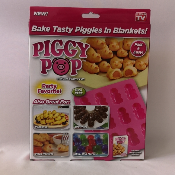 Piggy Pop Silicone Baking Pan As-Seen-On-TV New in Box, Bakes 12, Pink BPA Free - Picture 5 of 6